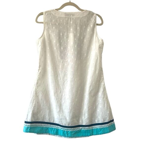 Bombay Paisley Blue White Embroidered Boho Tunic Dress Size Medium - Picture 3 of 7